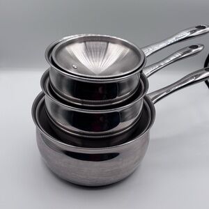 Belgique Classique Stainless Steel Saucepan Set 1QT 2QT 3.5QT with Venting Lids